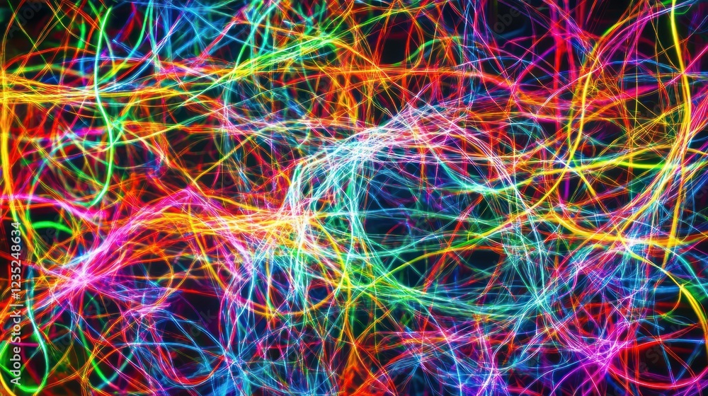 Abstract Colorful Intertwined Lines Representing Energy