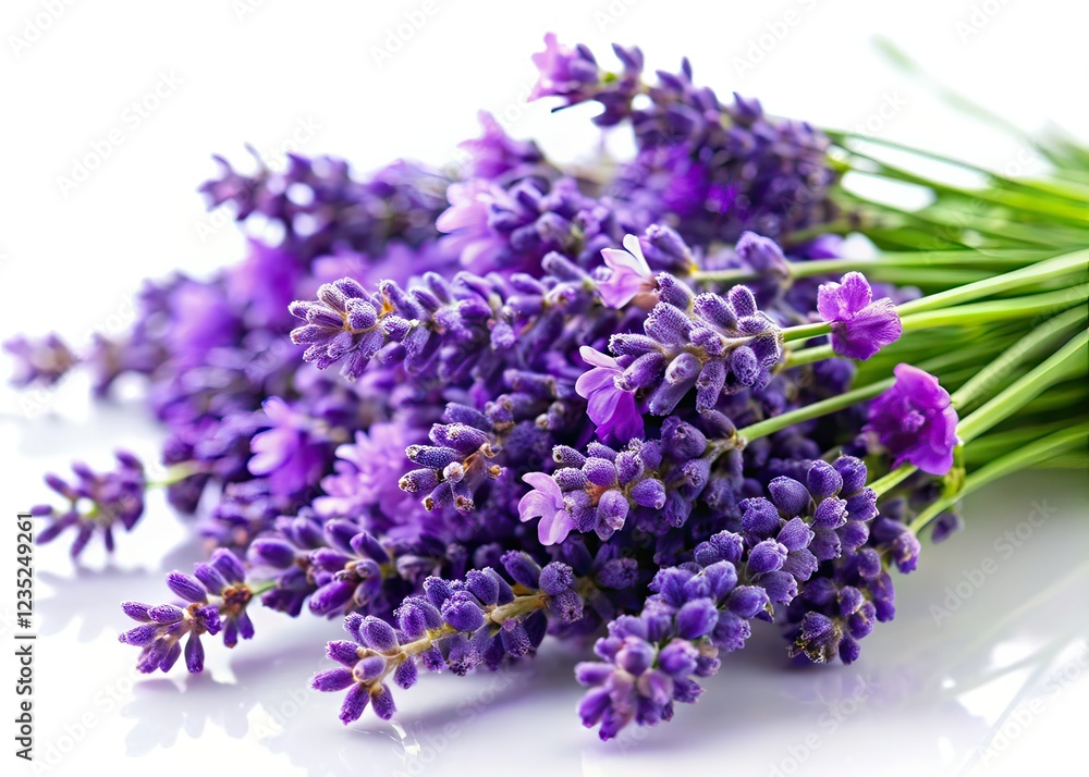 Aerial Lavender Flowers, Isolated Bunch, White Background, High-Resolution Aerial Lavender Flowers, Isolated Bunch, White Background, High-Resolution