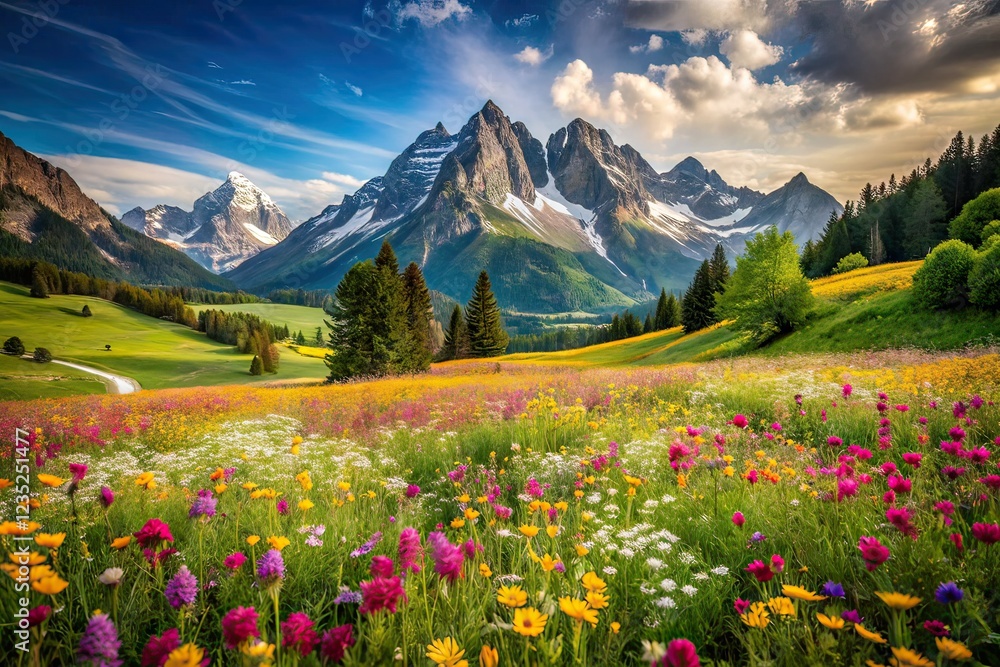 Naklejka premium Alpine Meadow Bloom - Long Exposure