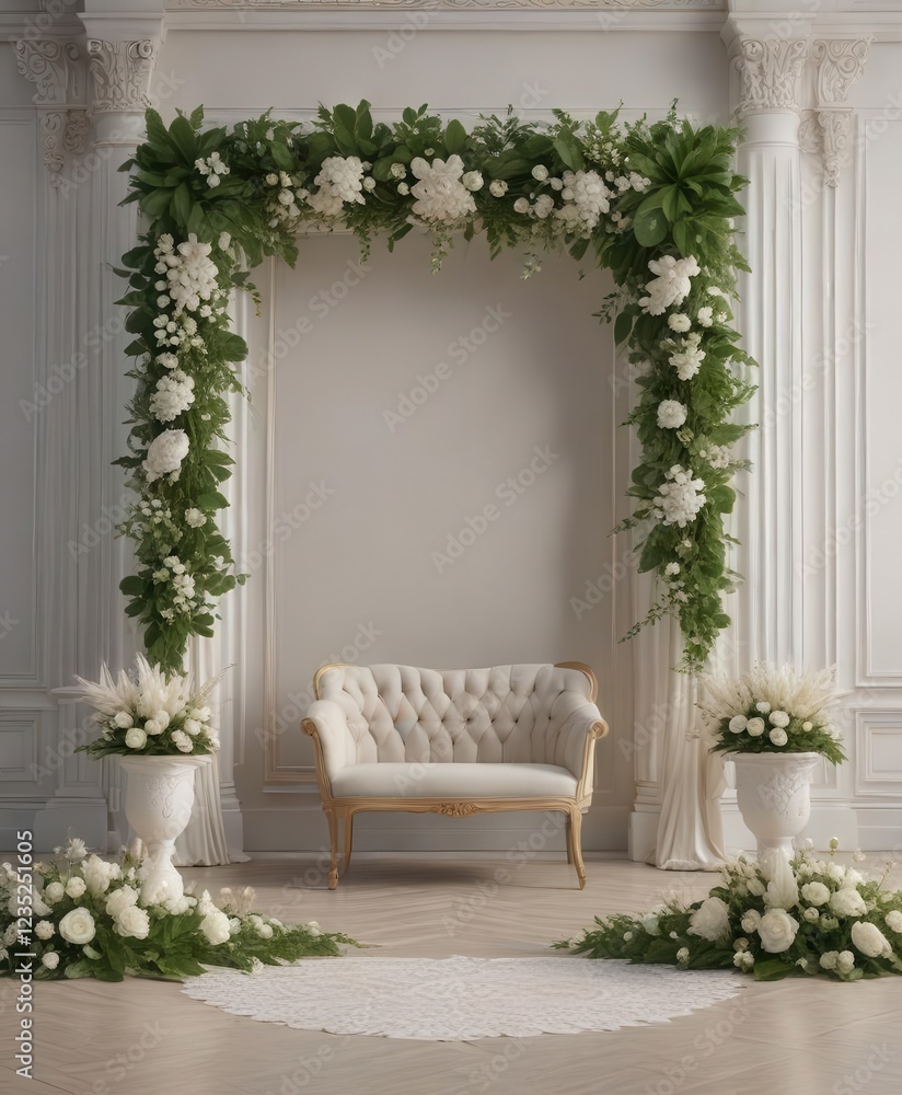 Fototapeta premium Elegant wedding suite with leaf-inspired design elements, botanical, greenery