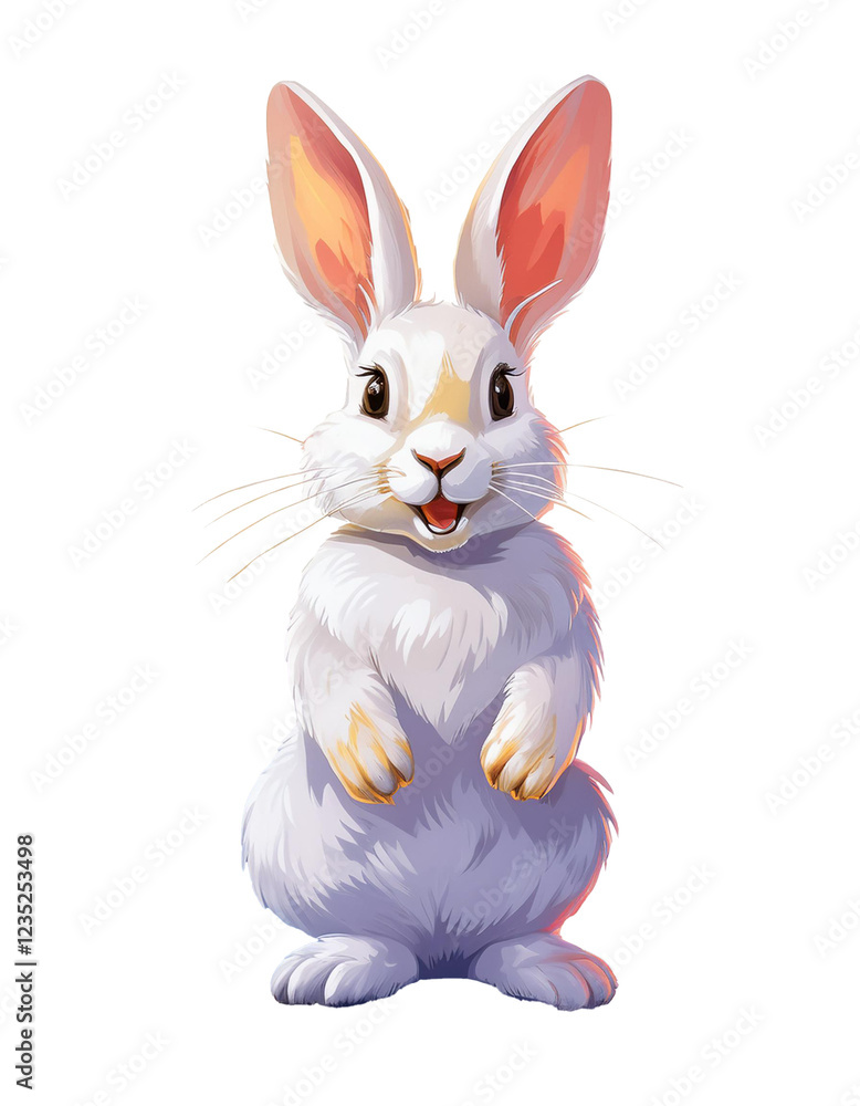 Fototapeta premium Bunny isolated white background, easter. graphic element