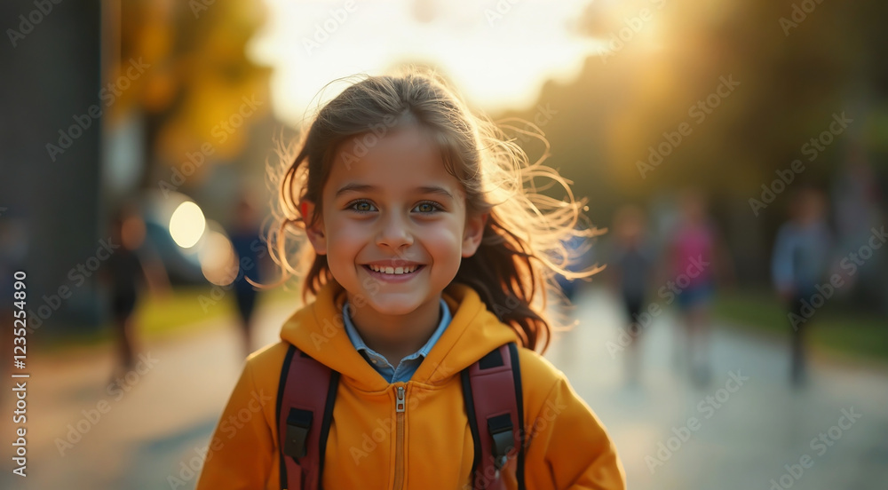 Fototapeta premium go back to school - Children running