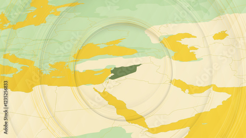 Abstract Map of Syria and Surrounding Regions with Circular Patterns.