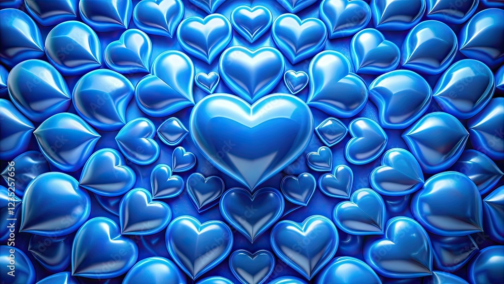 Blue Hearts Pattern Rule of Thirds AI Photo, Abstract Hearts, Geometric Design Blue Hearts Pattern Rule of Thirds AI Photo, Abstract Hearts, Geometric Design