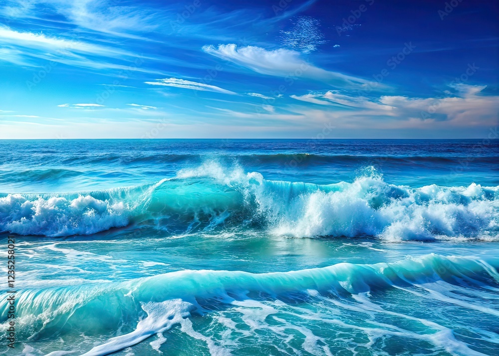 Blue Sea Waves Texture, Ocean Foam, Copy Space Blue Sea Waves Texture, Ocean Foam, Copy Space