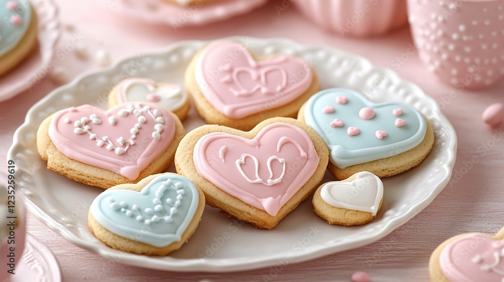 Pastel candy cookies with romantic messages for a Valentine's Day theme. Pastel candy cookies with romantic messages for a Valentine's Day theme.