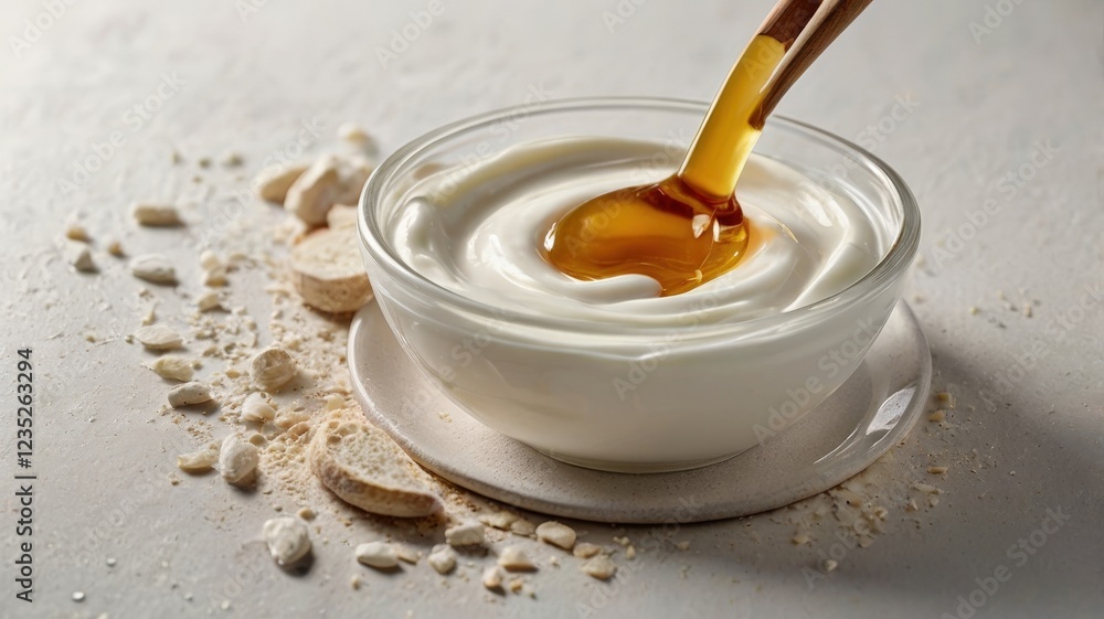 Minimalist White Cream or Yogurt with Honey Drizzle – Soft and Inviting Texture Minimalist White Cream or Yogurt with Honey Drizzle – Soft and Inviting Texture