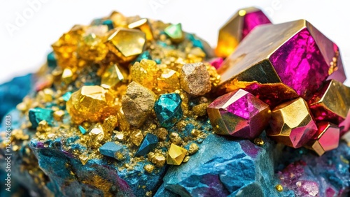 Chalcopyrite and Pentlandite Mineral Specimens Close-Up Studio Shot photo