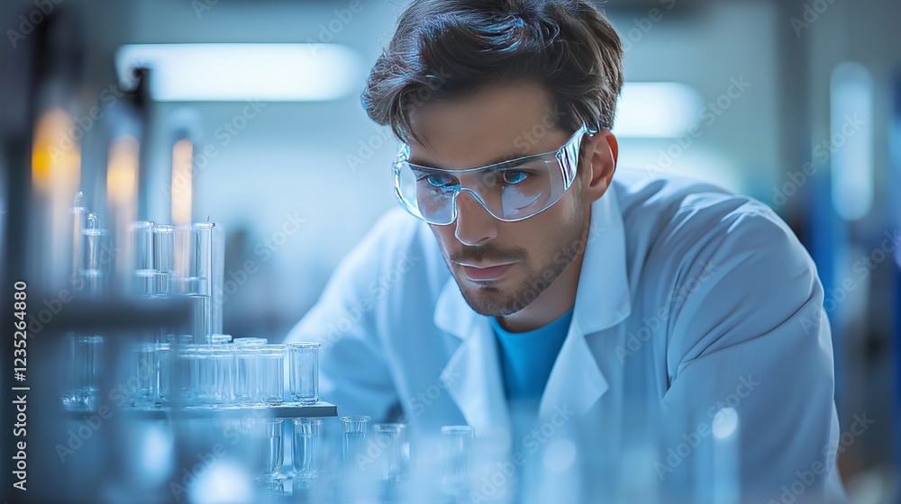 Scientist conducting experiments in laboratory Scientist conducting experiments in laboratory