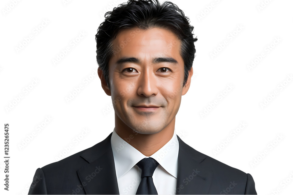 Portrait a Japanese businessman in a suit, isolated on transparent background Portrait a Japanese businessman in a suit, isolated on transparent background