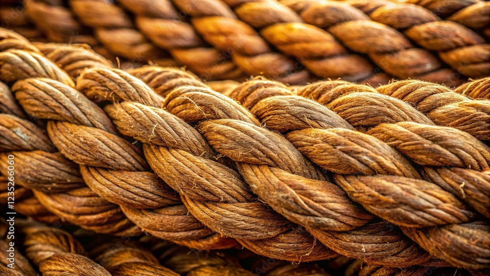 Close-up Detail of Brown Nautical Rope Texture - Stock Photo