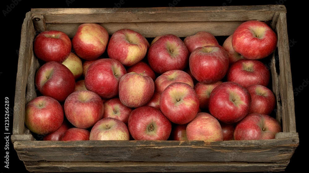 Red apples fill a rustic wooden crate Red apples fill a rustic wooden crate