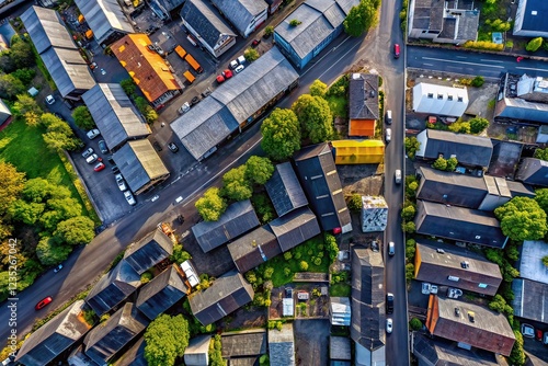 Dark Grey Slate Aerial Photography, Black Background Texture, Urban Scene
