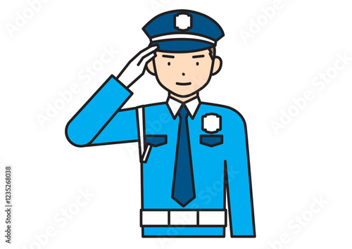 敬礼する若い男性の警備員