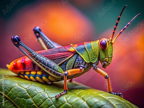 Close-up of Short-horned Grasshopper (Calliptamus barbarus) - Detailed Macro Photography photo