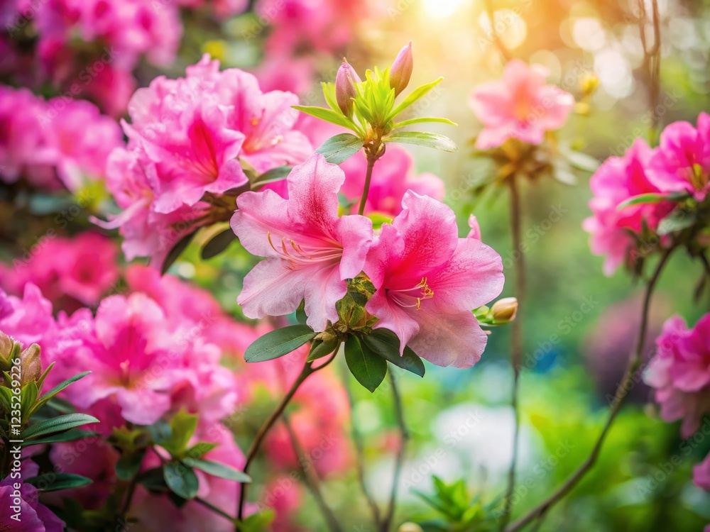 Collection of Pink Azalea Flowers in Full Bloom Collection of Pink Azalea Flowers in Full Bloom