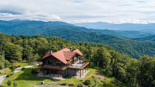 Wallpaper Mural Mountaintop Chalet Overlooking Majestic Peaks Torontodigital.ca