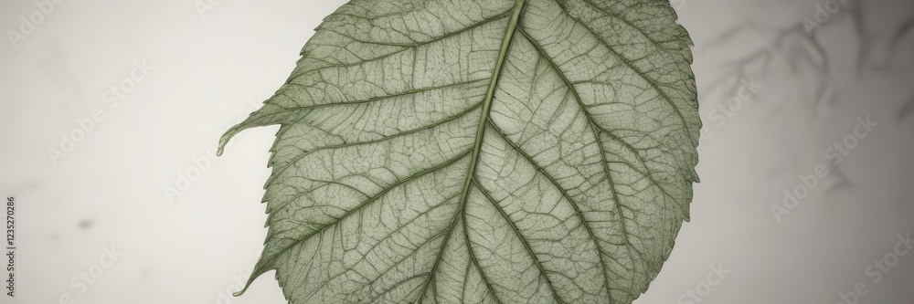 Obraz premium Hand drawn botanical illustration of a single leaf with intricate veins and texture , greenery, botanical art