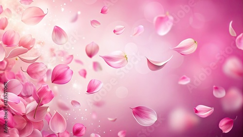 Dreamy Pink Petals, Pink Background, Copy Space, AI Photo