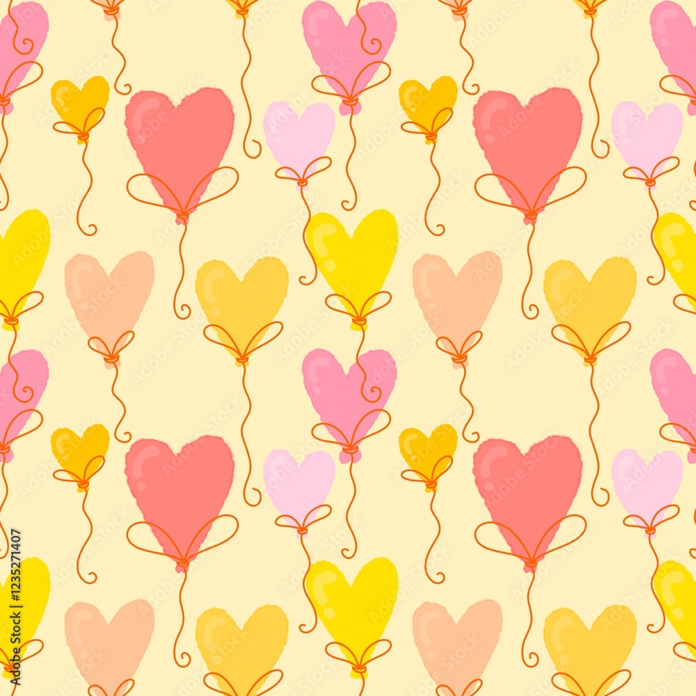 Valentines hearts balloons seamless love pattern for wrapping paper and fabrics and linens and 14 February party accessories and kids clothes print Valentines hearts balloons seamless love pattern for wrapping paper and fabrics and linens and 14 February party accessories and kids clothes print
