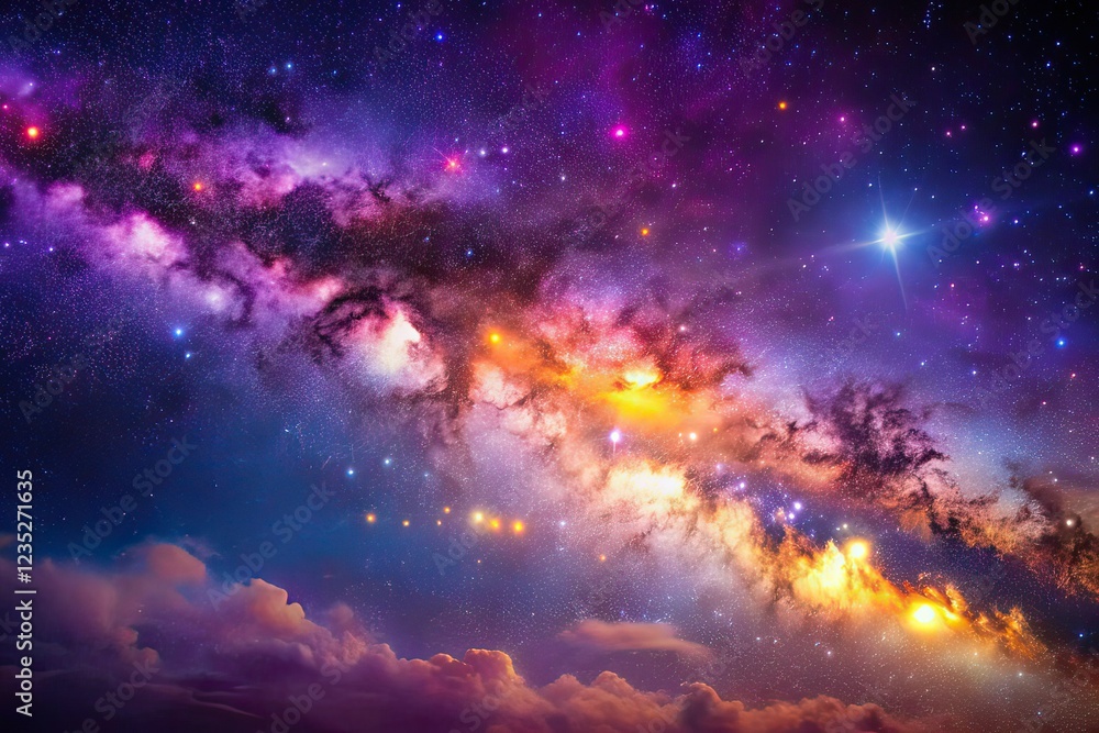 Fototapeta premium Drone Photography: Starry Purple Cosmos Nebula