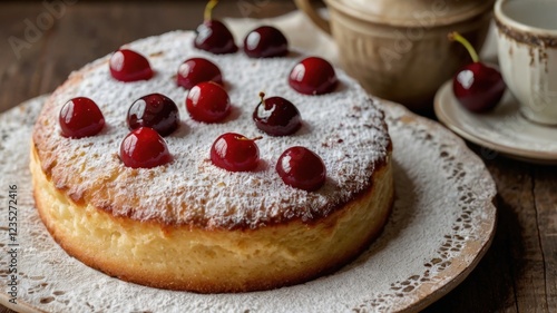 Wallpaper Mural Cozy Czech Cherry Cake on Rustic Wooden Table Torontodigital.ca