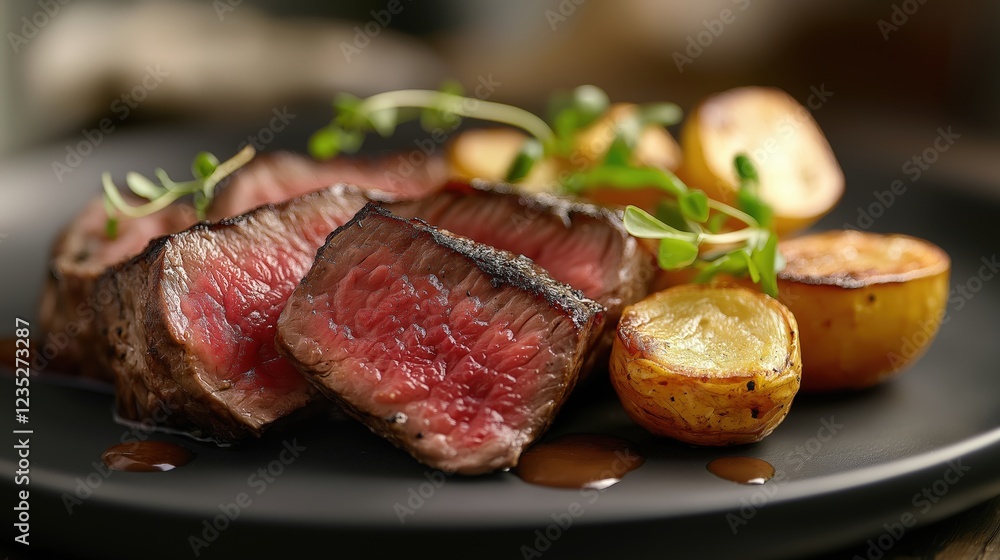 Generative AI, Close-Up of a Premium Steak Cut with Deep Umami Flavor Generative AI, Close-Up of a Premium Steak Cut with Deep Umami Flavor