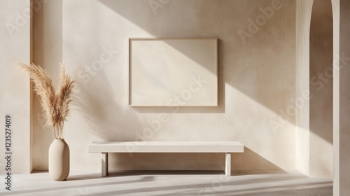 Minimalist Interior Design With Bench And Pampas Grass