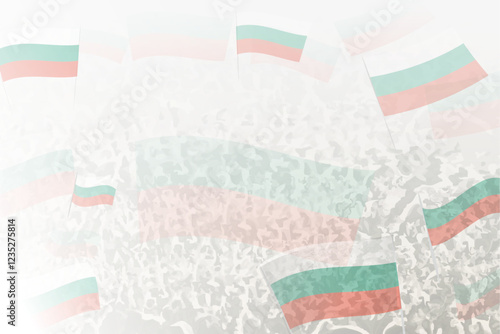 Celebratory Crowd with Bulgaria Flags Background
