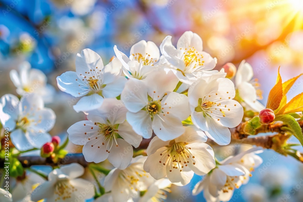 Delicate White Cherry Blossom in Spring's Embrace Delicate White Cherry Blossom in Spring's Embrace