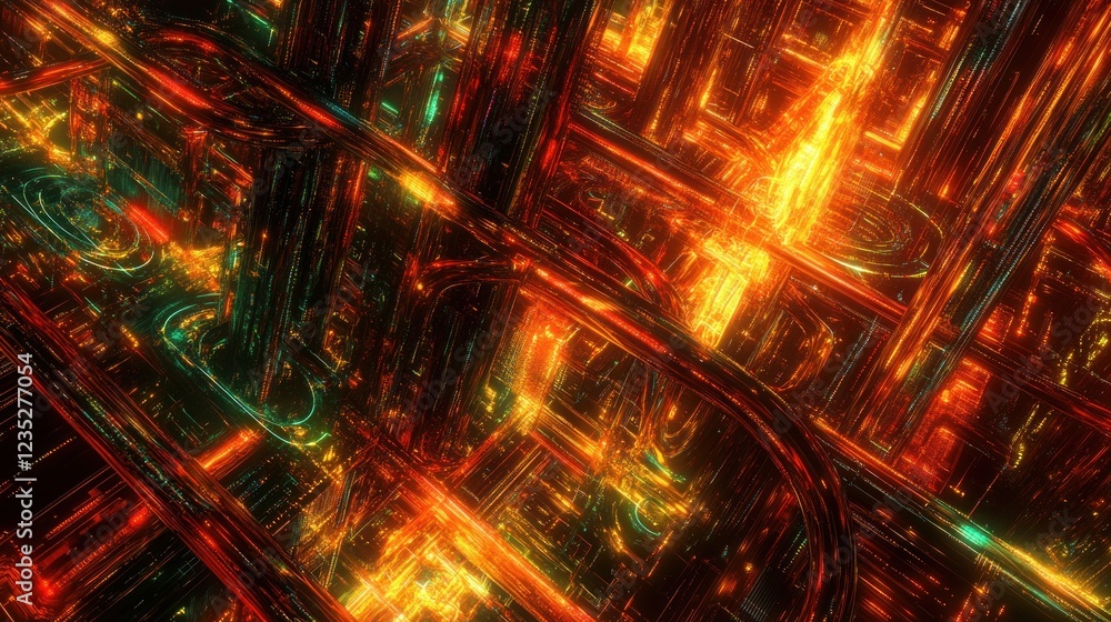 Futuristic Cityscape Glowing With Vibrant Neon Lights Futuristic Cityscape Glowing With Vibrant Neon Lights