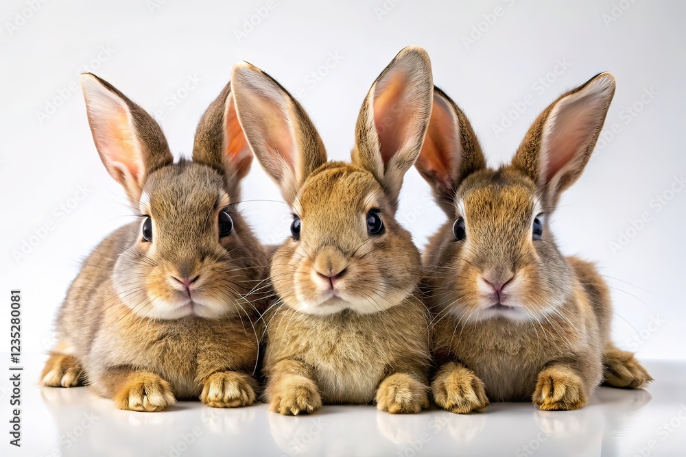Fototapeta premium Fluffy Rabbits Resting, Aerial Studio Shot