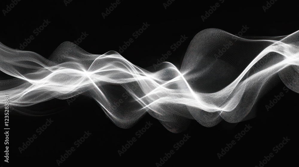 Abstract White Waves Flowing On Black Background Abstract White Waves Flowing On Black Background