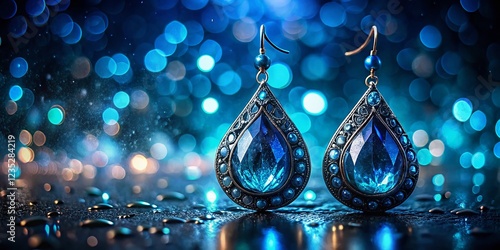 Elegant Blue Teardrop Earrings: Fashion Jewelry Photography photo