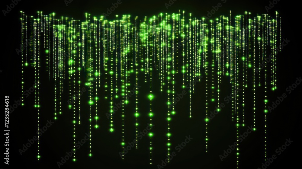 Green Light Strings Cascading Downward A Digital Display Green Light Strings Cascading Downward A Digital Display