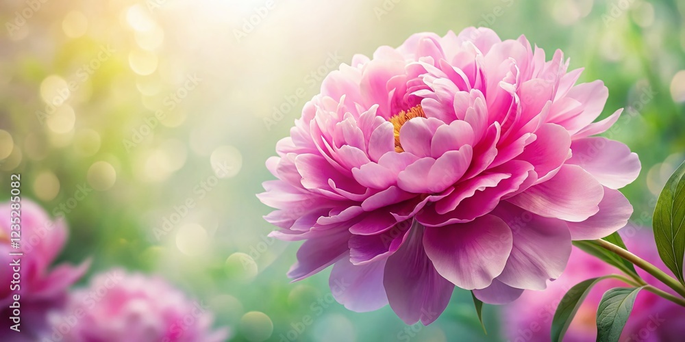 Fototapeta premium Elegant Pink Peony Flower Bloom, Copy Space, Advertising Background