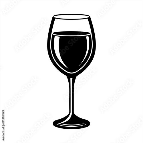 Wine glass silhouette vector art white background