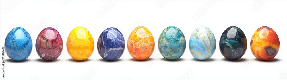 Fototapeta premium Colorful easter eggs isolated in white background