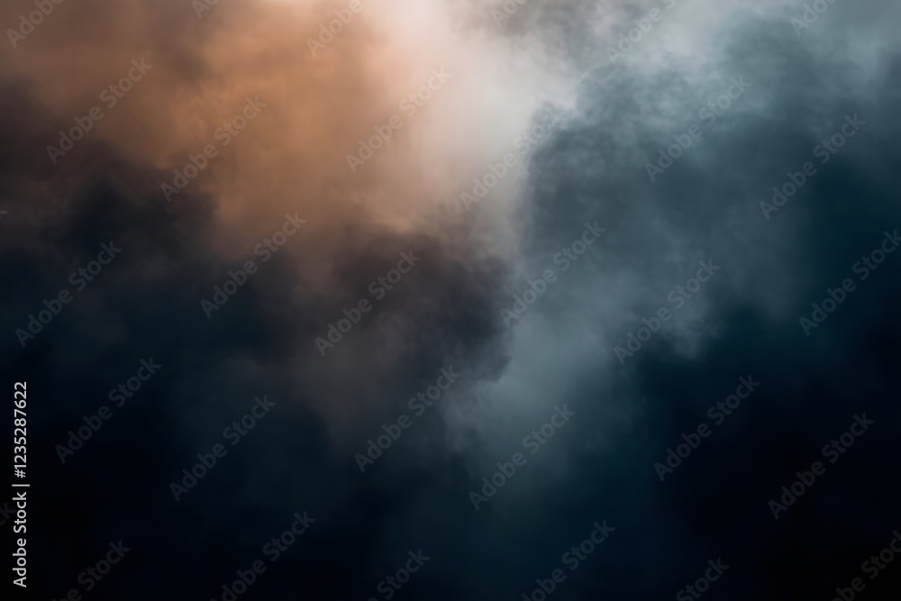 Dark Fog with Muted Orange and Gray Streaks in Ethereal Atmosphere Dark Fog with Muted Orange and Gray Streaks in Ethereal Atmosphere