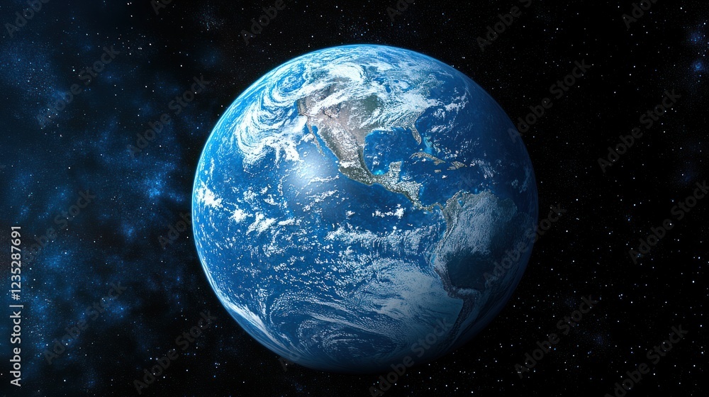 Obraz premium Earth, space, rotating, clouds, galaxy, background, blue, planet, globe, environmental