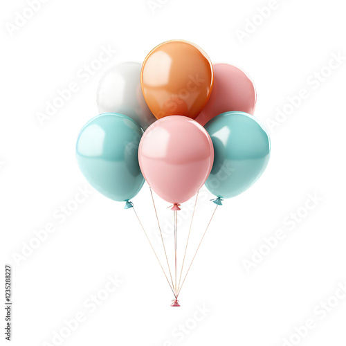 Pastel Balloons Bunch Celebration, Party, Transparent background