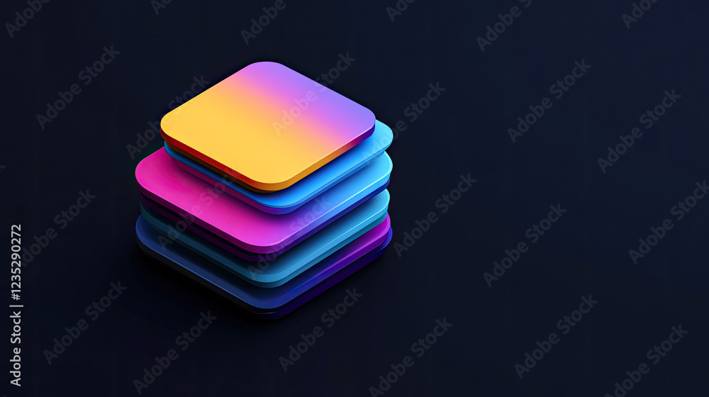 Modern 3D Stacked Colorful Layers Design