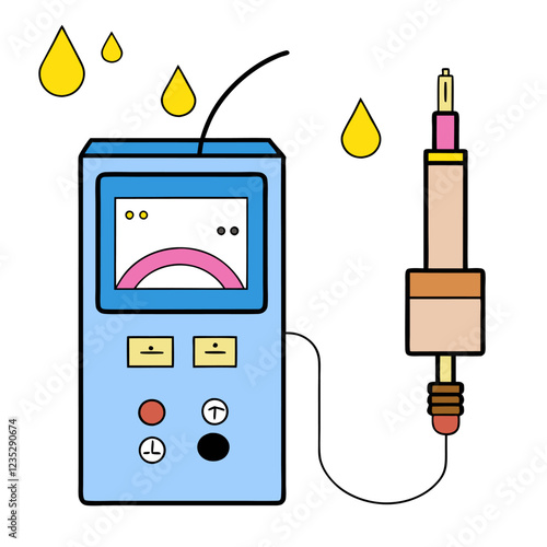 Conductivity Meter Laboratory Research Vector | Clipart, Line Art & Cartoon Illustration, Conductivity meter lab research vector—clipart, cartoon, and line art for digital use on white background.