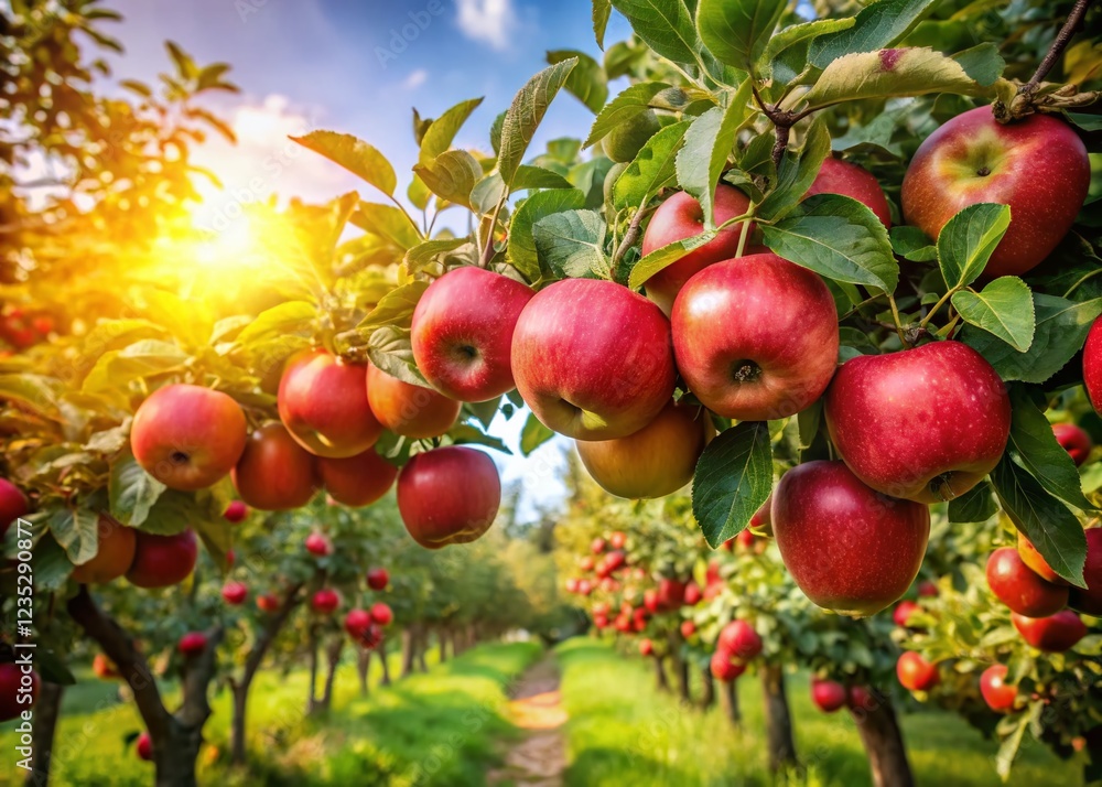 Obraz premium Fresh Red Apples: A Vibrant Orchard Harvest - Nature's Bounty