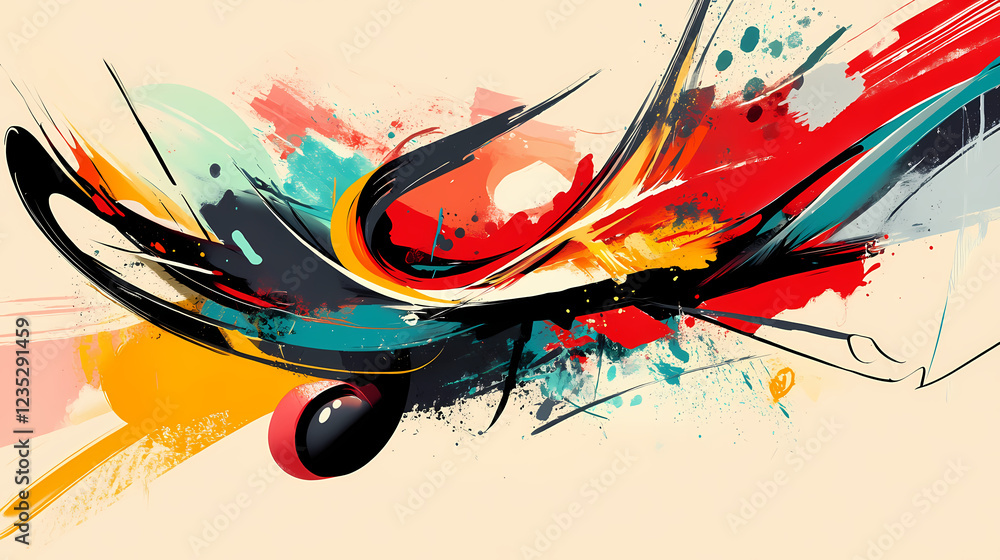 Obraz premium Stunning abstract art with vibrant colors and dynamic brushstrokes. Dynamic Brushstrokes. Illustration