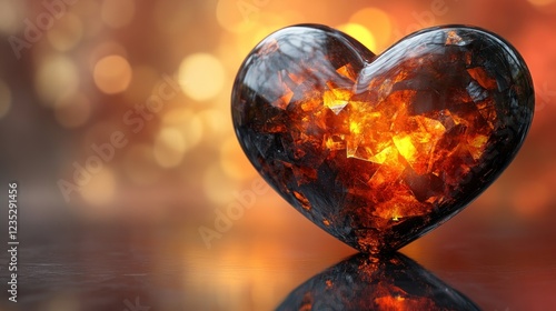 Wallpaper Mural Fiery heart crystal, bokeh background, romance Torontodigital.ca