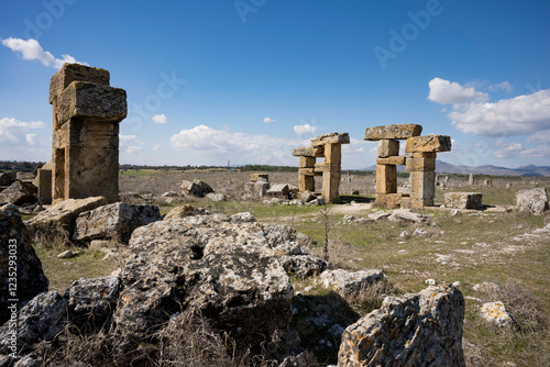 Ruins of Blaundus ancient city in Usak province of Turkey. View at sunrise. The ancient city was in the Roman province of Lydia. Usak, Turkey. photo