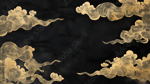 black backgrounnd with golden clouds