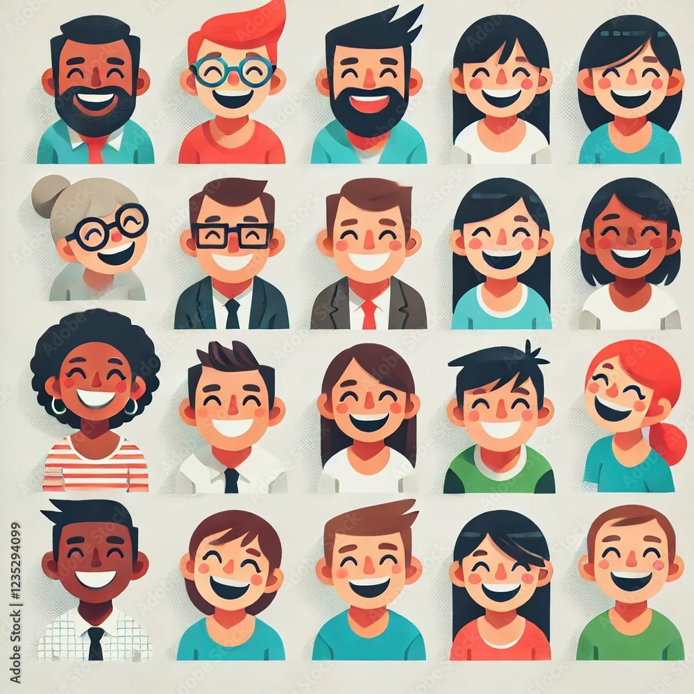 Icones, smileys, image représentant des personnes heureuses et joyeuses Icones, smileys, image représentant des personnes heureuses et joyeuses