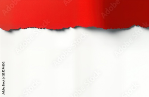 Wallpaper Mural Red ripped paper piece against blank white paper. Ripped paper edge shows. Abstract design element. Suitable for various concepts. Creative design idea. Simple background for advertisement message. Torontodigital.ca